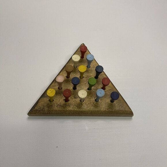 Peg Game VINTAGE Wooden Triangle Mental Block Blok - Picture 3 of 4